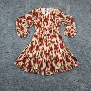 Les Serein Dress Womens Medium Multicolor Geometric Ruffle Fit & Flare NWT